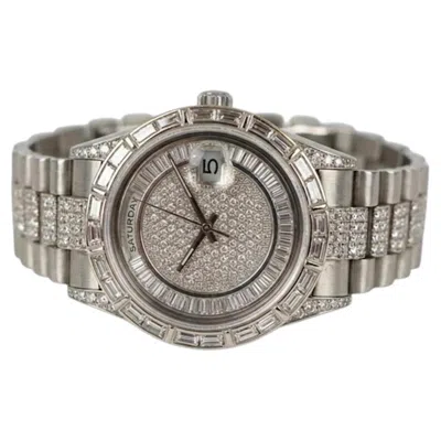 Pre-owned Rolex Day-date 18k White Gold Diamond Custom Watch