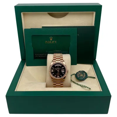 Pre-owned Rolex Day-date 36mm 18k Rose Gold Eisenkiesel Diamond Dial Watch 128235 In Red
