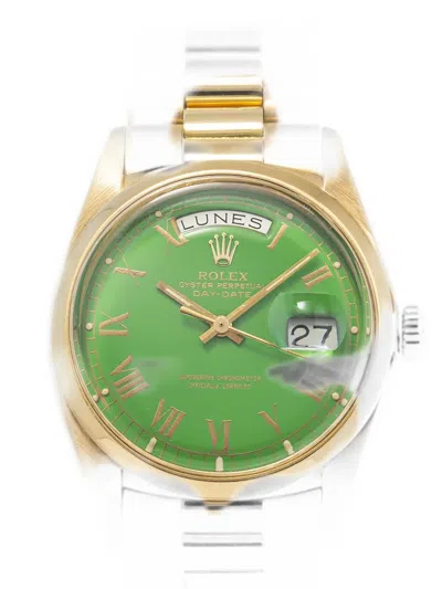 Pre-owned Rolex Day-date 36mm Watch In Green