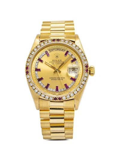 Pre-owned Rolex Day-date Diamond 36mm Watch In Gold