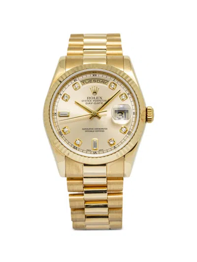 Pre-owned Rolex Day-date Diamond 36mm Watch In Gold