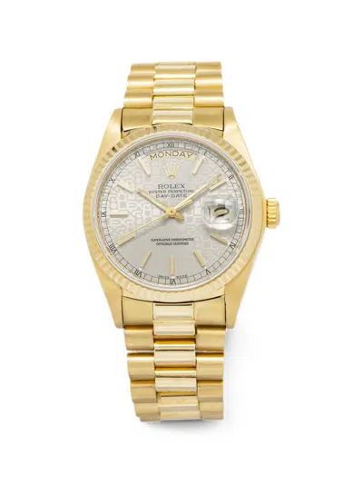 Pre-owned Rolex Day-date Fluted Bezel 36mm Watch In Neutral
