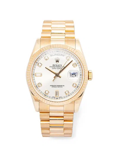 Pre-owned Rolex Day-date Fluted Bezel 36mm Watch In White