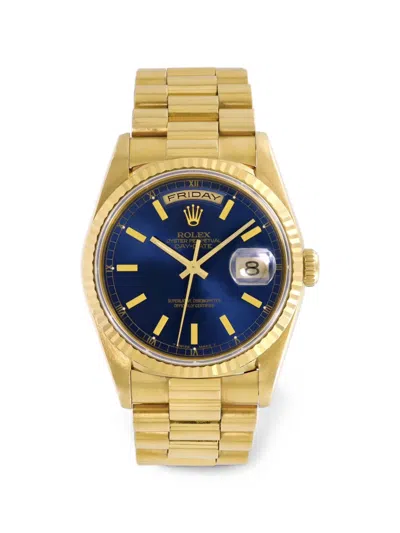 Pre-owned Rolex Day-date President 36mm Watch In Blue