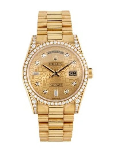 Pre-owned Rolex Day-date Watch, 36mm In Multicolor