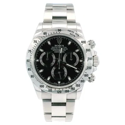 Pre-owned Rolex Daytona 116520 Black 'aph' Dial Watch Box & Papers