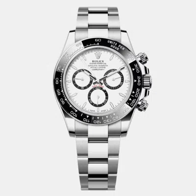 Pre-owned Rolex Daytona 126500ln Panda White Stainless Steel Automatic Men's Wristwatch 40mm