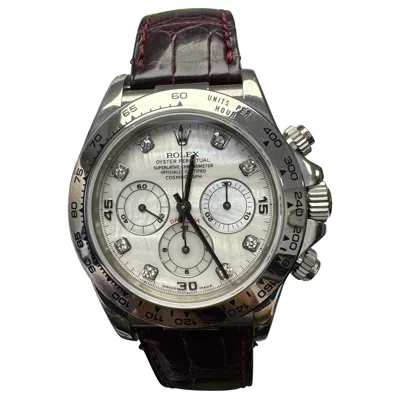 Pre-owned Rolex Daytona 16519 'zenith' 18k White Gold Mop Diamond W/papers