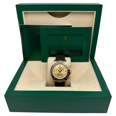 Pre-owned Rolex Daytona 18k Yellow Gold Champagne Sticks Dial Men Watch 116518ln