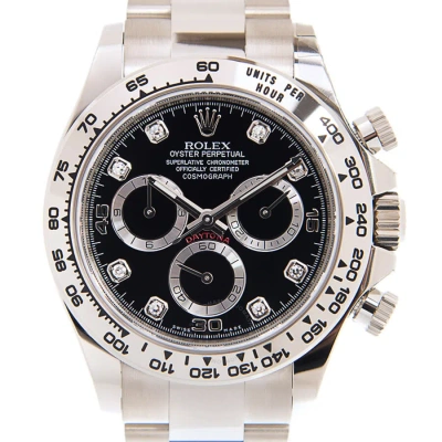 Rolex Daytona Chronograph Automatic Chronometer Diamond Black Dial Men's Watch 116509-0055 In White