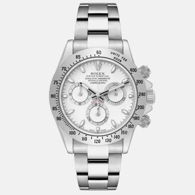 Pre-owned Rolex Daytona Chronograph White Dial Steel Mens Watch 116520