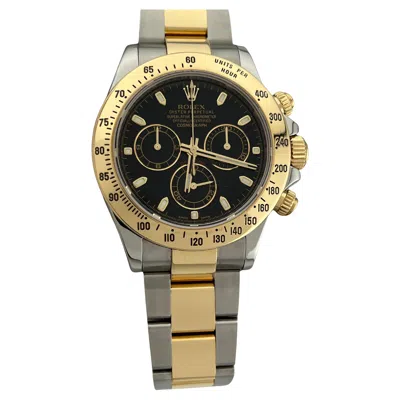 Pre-owned Rolex Daytona Cosmograph 116523 40mm Black Dial 18k Yellow Gold Steel Box