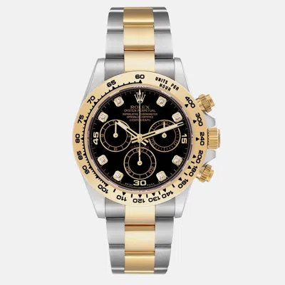 Pre-owned Rolex Daytona Steel Yellow Gold Serti Diamond Dial Mens Watch 116503 In Black