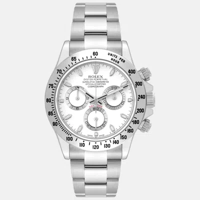 Pre-owned Rolex Daytona White Dial Chronograph Steel Men's Watch 40 Mm