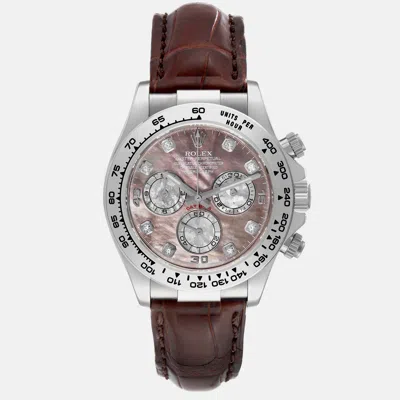 Pre-owned Rolex Daytona White Gold Mother Of Pearl Diamond Dial Men's Watch 40 Mm In Pink