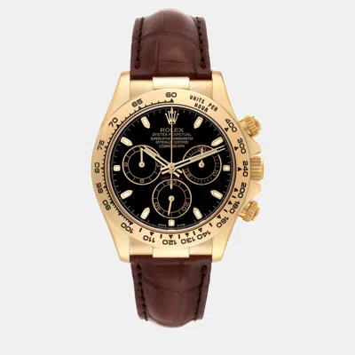 Pre-owned Rolex Daytona Yellow Gold Black Dial Men's Watch 40 Mm