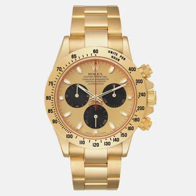 Pre-owned Rolex Daytona Yellow Gold Champagne Dial Men's Watch 40 Mm
