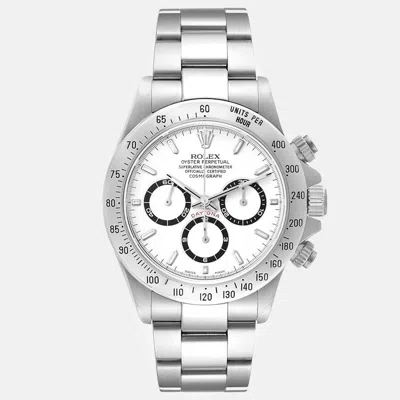 Pre-owned Rolex Daytona Zenith Movement Steel Men's Watch 40 Mm In White