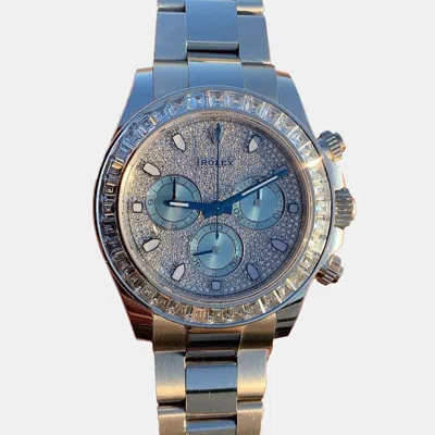 Pre-owned Rolex Diamond Platinum Cosmograph Daytona 116576tbr Automatic Men's Wristwatch 40 Mm