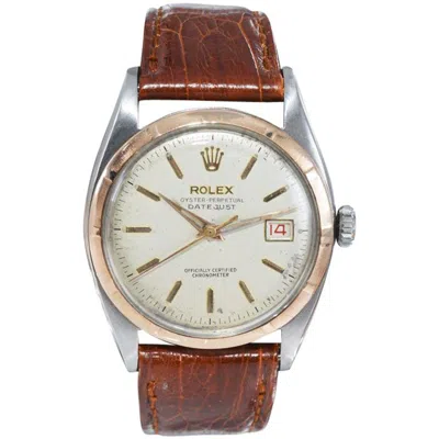 Pre-owned Rolex Early Datejust Steel And Rose Gold With Original Dial From 1950 In Red
