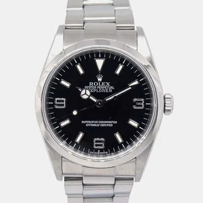 Pre-owned Rolex Explorer 114270 Black Stainless Steel Automatic Women's Watches 36mm
