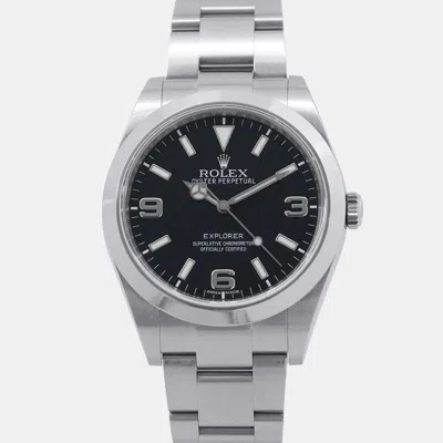 Pre-owned Rolex Explorer 214270 Automatic Black Stainless Steel Men's Wristwatch 39 Mm