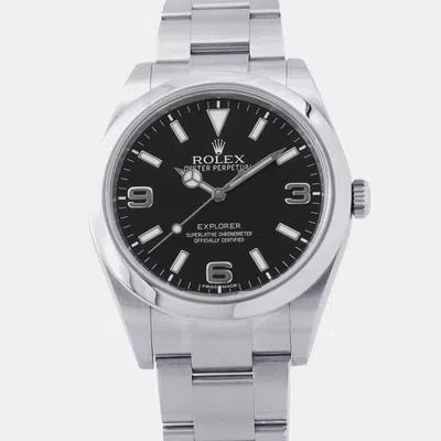 Pre-owned Rolex Explorer 214270 Black Stainless Steel Automatic Men's Watches 39mm