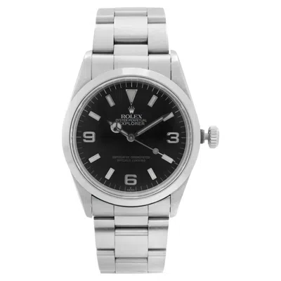 Pre-owned Rolex Explorer 36mm Stainless Steel Black Dial Automatic Mens Watch 14270
