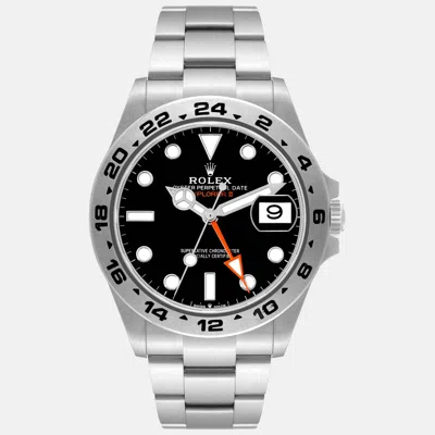 Pre-owned Rolex Explorer Black Dial Steel Men's Watch 42 Mm