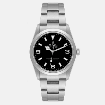 Pre-owned Rolex Explorer I Black Dial Steel Men's Watch 114270 36 Mm