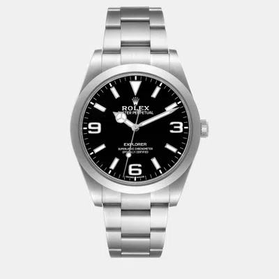Pre-owned Rolex Explorer I Black Dial Steel Men's Watch 39 Mm