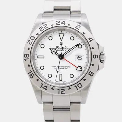 Pre-owned Rolex Explorer Ii 16570 Automatic White Stainless Steel Men's Wristwatch 40 Mm