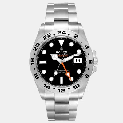 Pre-owned Rolex Explorer Ii Black Dial Steel Men's Watch 42 Mm