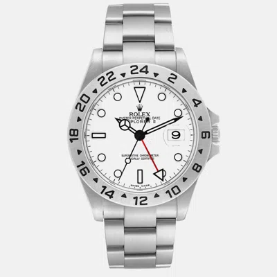 Pre-owned Rolex Explorer Ii Polar Parachrom Hairspring Steel Men's Watch 16570 40 Mm In White