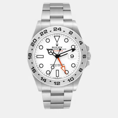 Pre-owned Rolex Explorer Ii Polar White Dial Steel Men's Watch 42 Mm