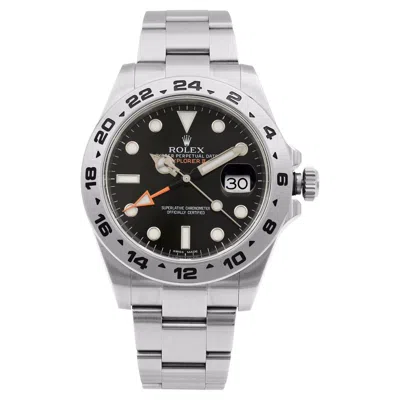 Pre-owned Rolex Explorer Ii Steel Orange Hand Black Dial Automatic Mens Watch 216570