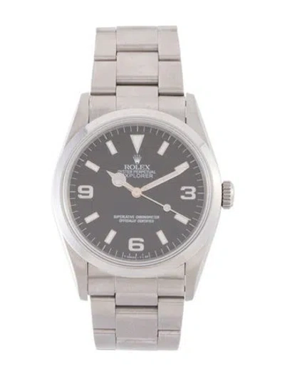Pre-owned Rolex Explorer Watch, 35mm In Multi
