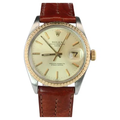 Pre-owned Rolex Genuine  1505 Watch.  Oyster Perpetual Date 34mm Engine Turned Bezel In Multiple