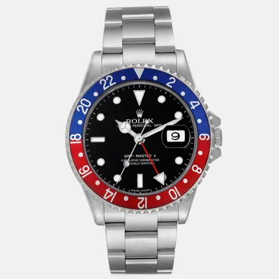 Pre-owned Rolex Gmt Master Blue Red Pepsi Error Dial Steel Men's Watch 40 Mm In Black