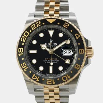 Pre-owned Rolex Gmt-master Ii 126713grnr Automatic Black 18k Yellow Gold Stainless Steel Men's Wristwatch 40 Mm