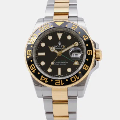Pre-owned Rolex Gmt-master Ii 16713ln Automatic Black 18k Yellow Gold Stainless Steel Men's Wristwatch 40 Mm