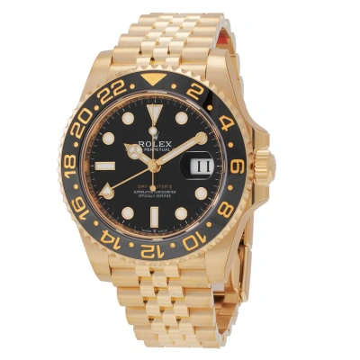 Rolex Gmt-master Ii 18kt Yellow Gold Automatic Chronometer Black Dial Men's Watch 126718grnr-0001 In Black / Gold / Gold Tone / Grey / Yellow