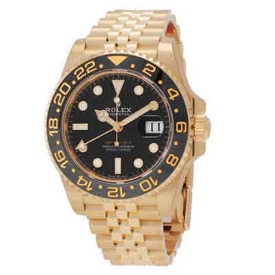 Pre-owned Rolex Gmt-master Ii 18kt Yellow Gold Automatic Chronometer Black Dial Men's