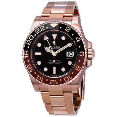 Pre-owned Rolex Gmt-master Ii Automatic Men's 18kt Everose Gold Oyster Root Beer Bezel