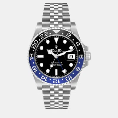 Pre-owned Rolex Gmt Master Ii Batgirl Black Blue Bezel Steel Men's Watch 40 Mm