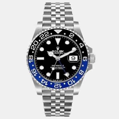 Pre-owned Rolex Gmt Master Ii Batgirl Black Blue Bezel Steel Men's Watch 40 Mm