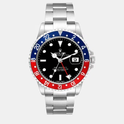 Pre-owned Rolex Gmt Master Ii Blue Red Pepsi Bezel Error Dial Steel Men's Watch 40 Mm In Black