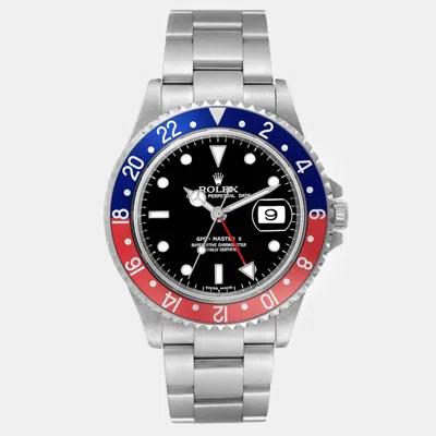 Pre-owned Rolex Gmt Master Ii Blue Red Pepsi Bezel Error Dial Steel Men's Watch 40 Mm In Black