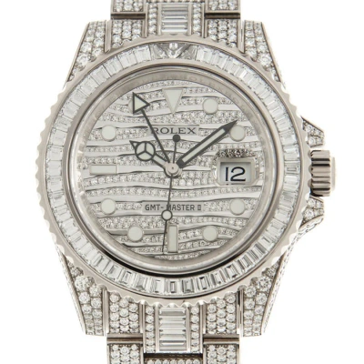 Rolex Gmt Master Ii Diamond Automatic 18kt White Gold Set With Diamonds Men's Watch 116769tbr In Metallic