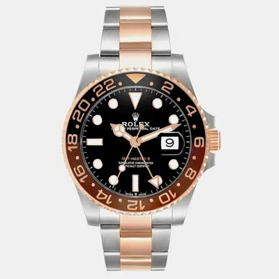 Pre-owned Rolex Gmt Master Ii Root Beer Steel Rose Gold Mens Watch 126711 In Black